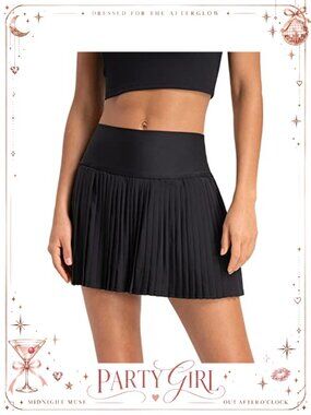 Pleated Tennis Athletic Running Mini Skort with Liner Shorts and Pockets